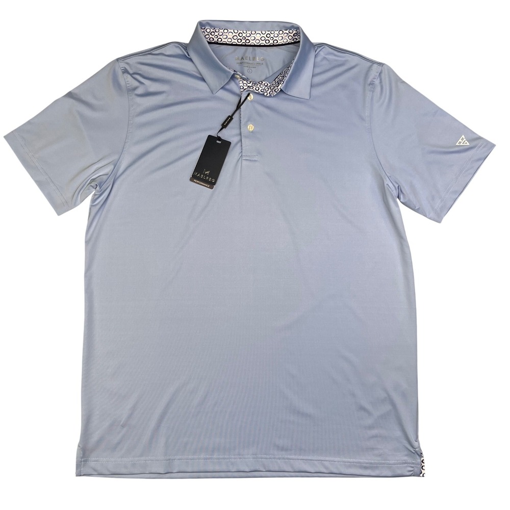 NWT Maelreg Performance Polo Shirt Mens Large Light Blue Golf Athletic